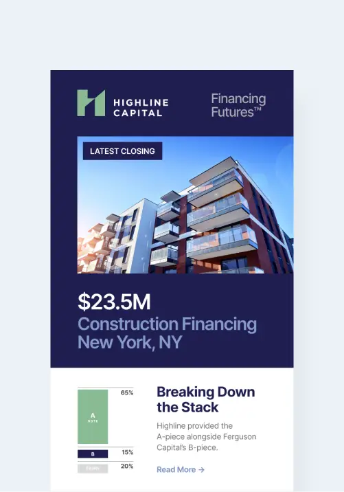 Mockup of an investment firm email blast