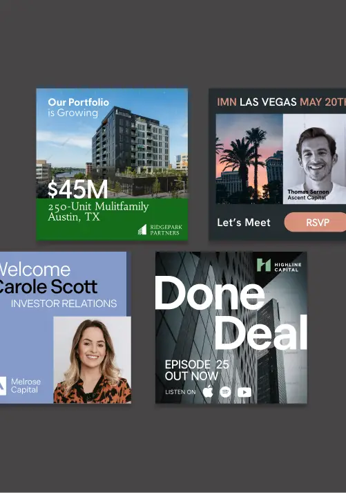 Mockup of an investment firm social media posts