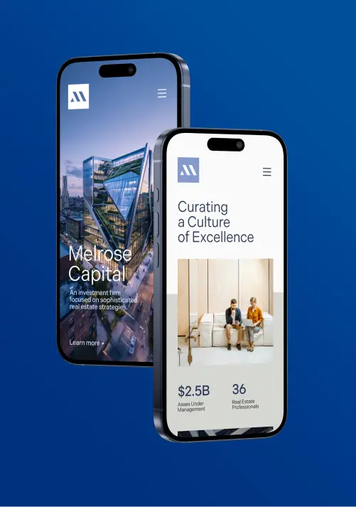 Mockup of an investment firm website design